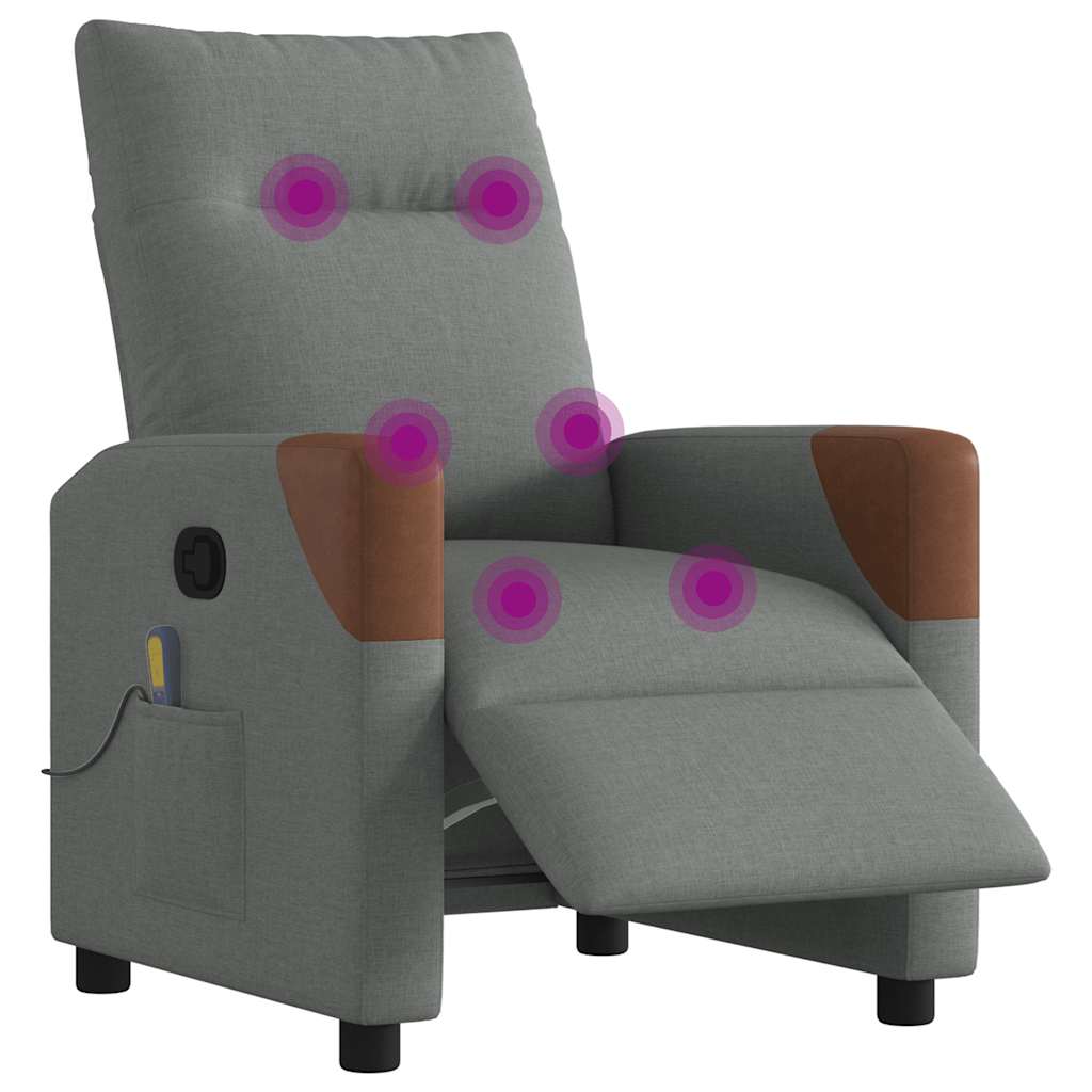 Fotoliu electric de masaj rabatabil, gri închis, textil GartenMobel Dekor