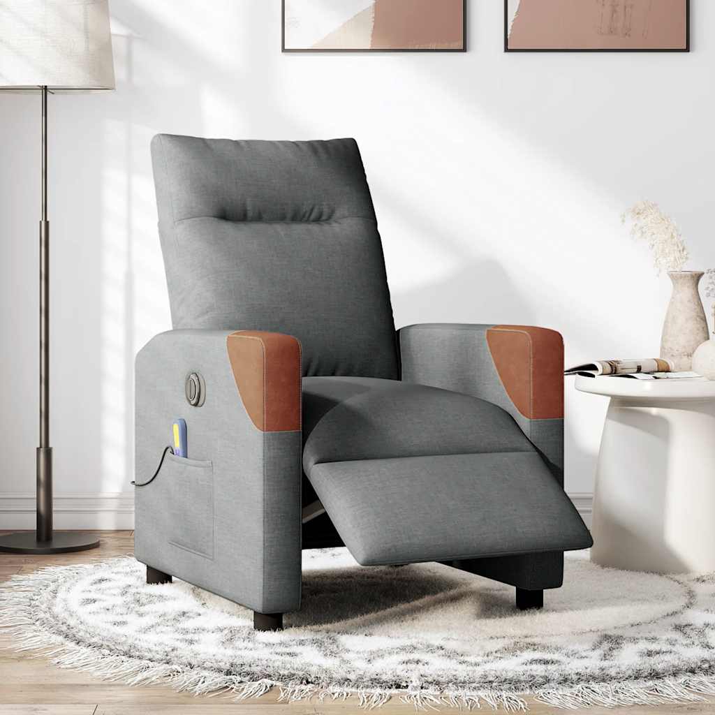Fotoliu electric de masaj rabatabil, gri închis, textil GartenMobel Dekor