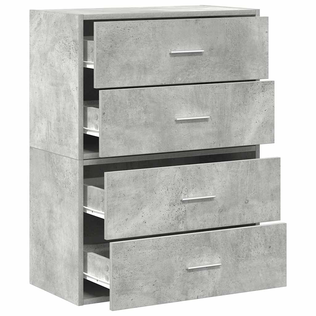Dulapuri cu 2 sertare 2 buc Beton Gri 60x31x40cm Lemn prelucrat GartenMobel Dekor