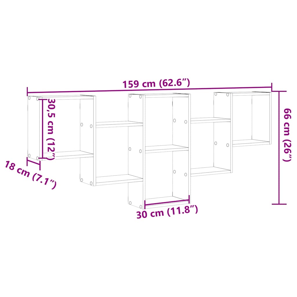 Raft de perete, lemn vechi, 159x18x66 cm, lemn prelucrat GartenMobel Dekor