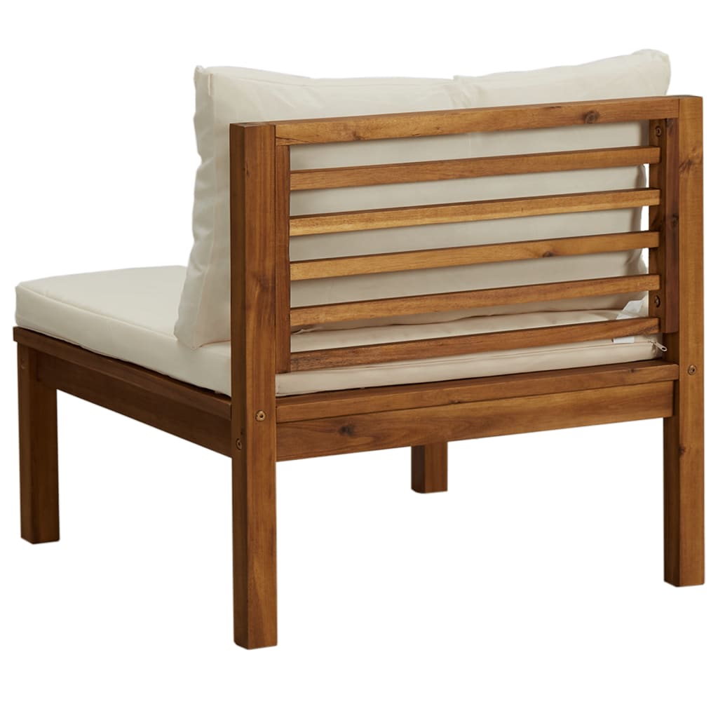 Set canapea 2 piese cu perne alb crem, lemn masiv de acacia GartenMobel Dekor