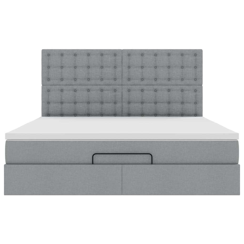 Cadru de pat otoman cu saltea țesătură gri deschis 160x200cm GartenMobel Dekor