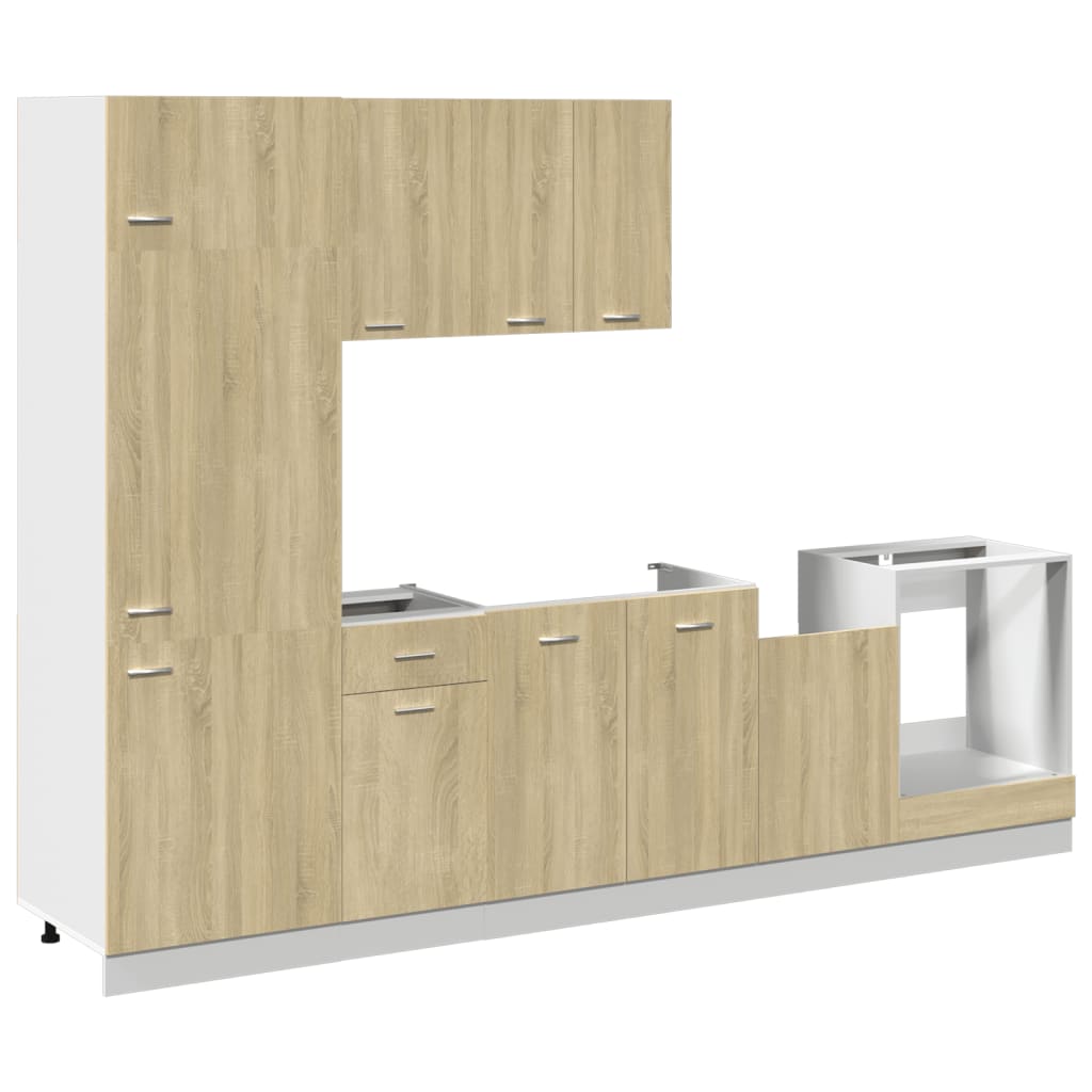 Set dulapuri de bucătărie 7 piese stejar sonoma, lemn prelucrat GartenMobel Dekor