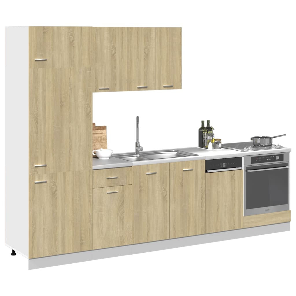 Set dulapuri de bucătărie 7 piese stejar sonoma, lemn prelucrat GartenMobel Dekor