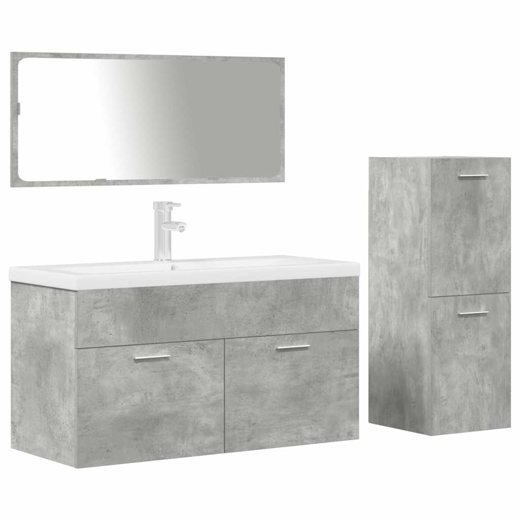 Set mobilier de baie, 4 piese, gri beton, lemn compozit GartenMobel Dekor