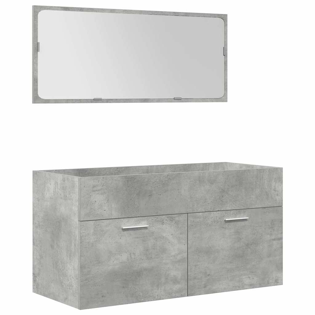 Set mobilier de baie, 4 piese, gri beton, lemn compozit GartenMobel Dekor