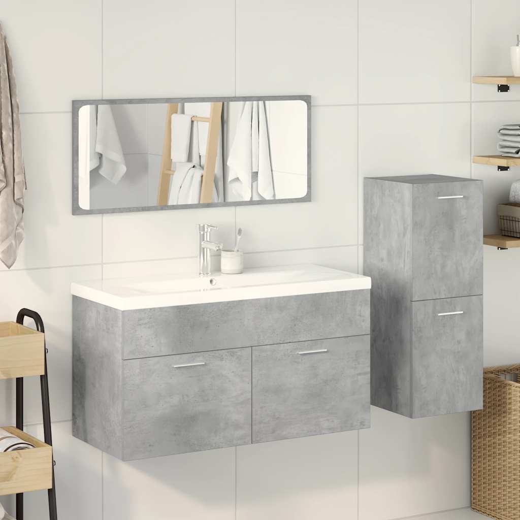 Set mobilier de baie, 4 piese, gri beton, lemn compozit GartenMobel Dekor