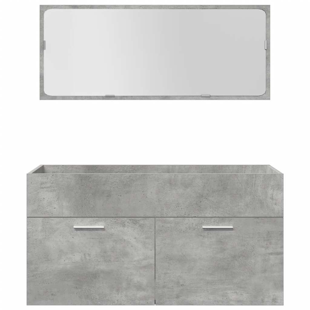 Set mobilier de baie, 4 piese, gri beton, lemn compozit GartenMobel Dekor