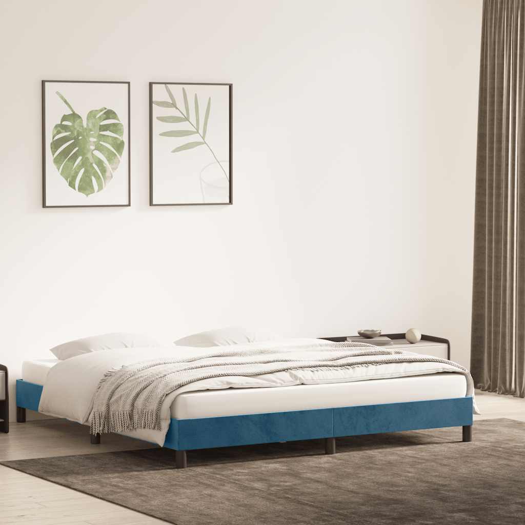 Cadru de pat fără saltea, albastru închis, 200x210 cm, catifea GartenMobel Dekor