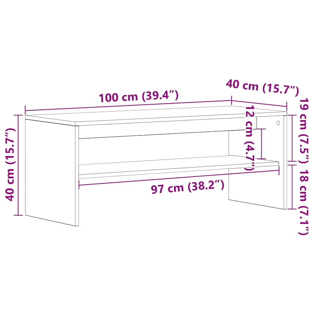 Comodă TV, gri beton, 100 x 40 x 40 cm, PAL GartenMobel Dekor