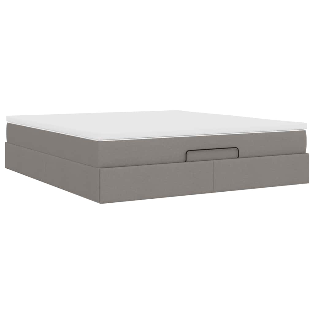 Cadru de pat otoman cu saltea Taupe 180x200cm Material GartenMobel Dekor