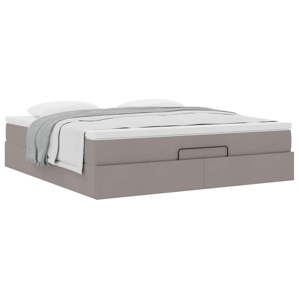 Cadru de pat otoman cu saltea Taupe 180x200cm Material GartenMobel Dekor