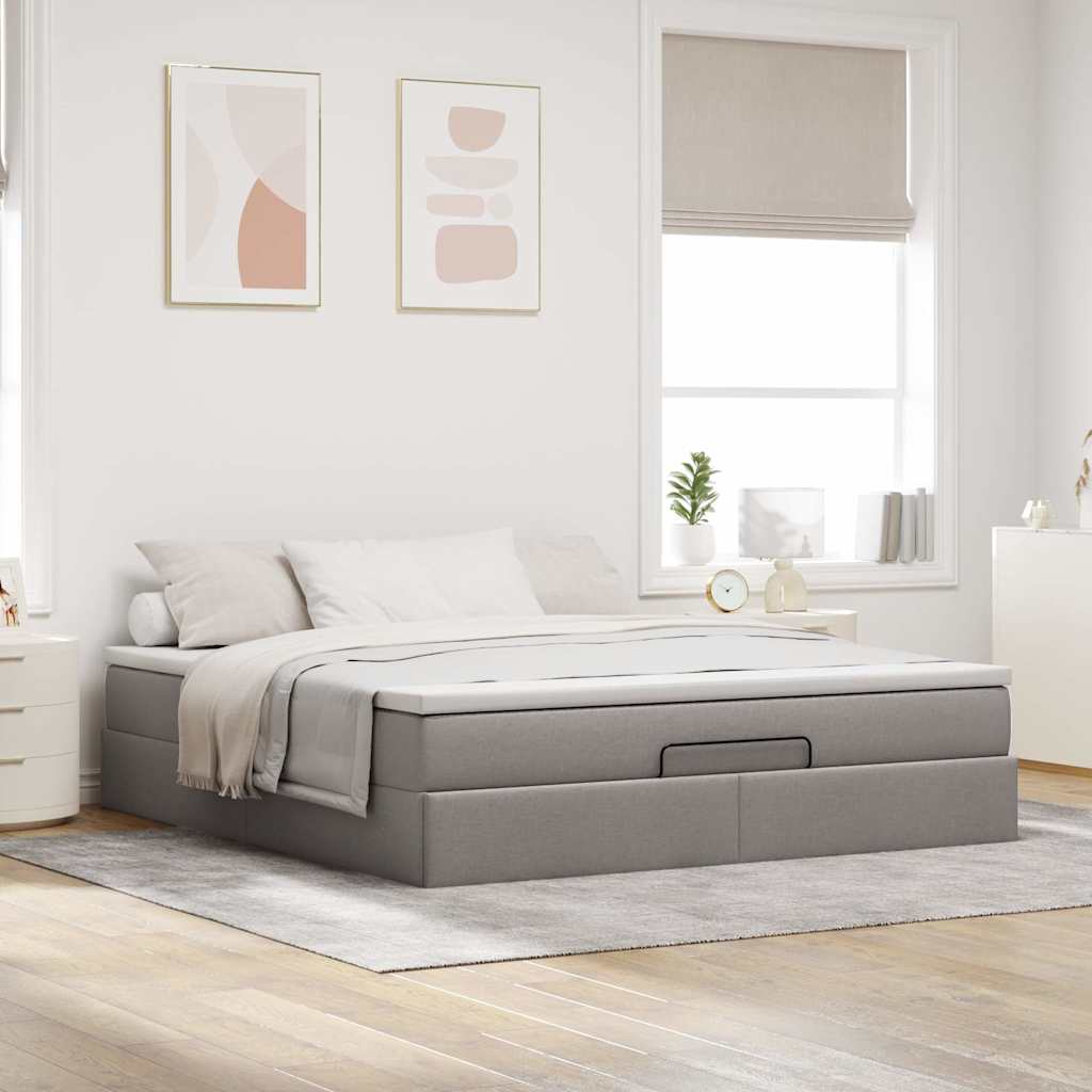 Cadru de pat otoman cu saltea Taupe 180x200cm Material GartenMobel Dekor