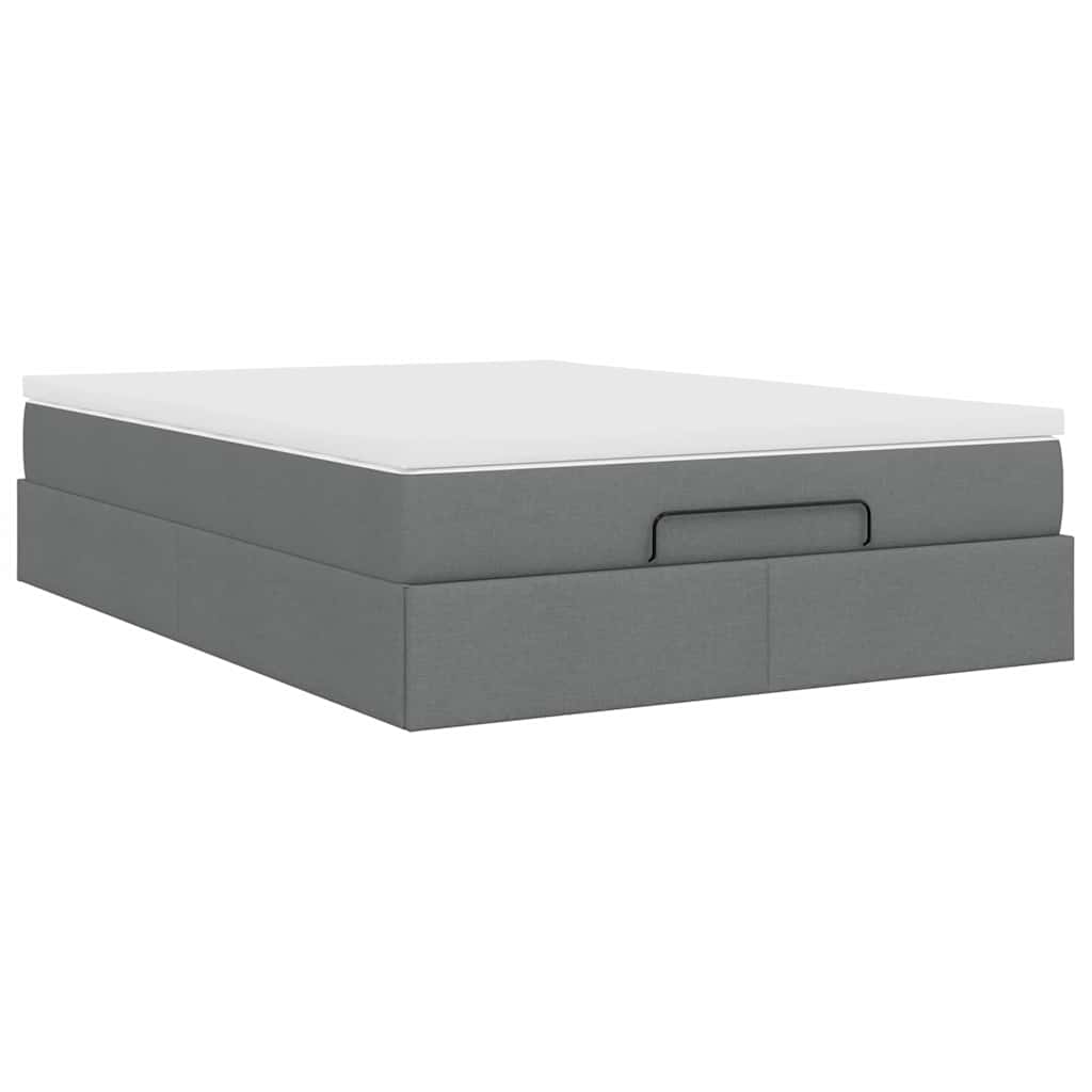 Cadru pat otoman cu saltea țesătură gri închis 140x190cm GartenMobel Dekor