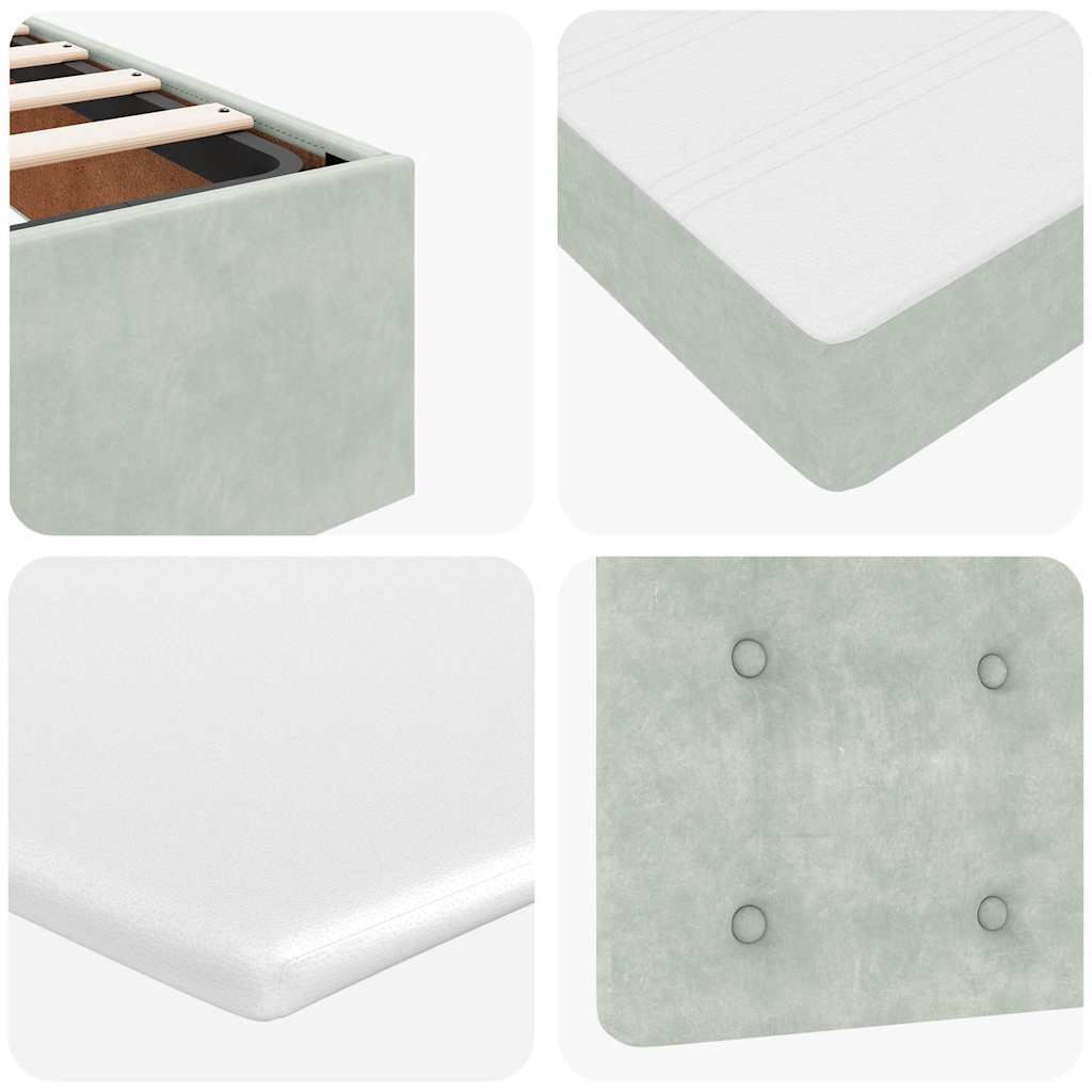 Cadru de pat otoman cu saltea Gri deschis 140x200cm catifea GartenMobel Dekor