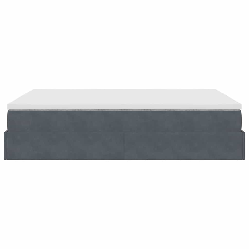 Cadru de pat otoman cu saltea Gri închis 140x190cm catifea GartenMobel Dekor