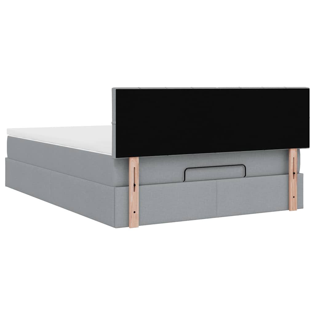 Cadru de pat otoman cu saltea țesătură gri deschis 140x190cm GartenMobel Dekor