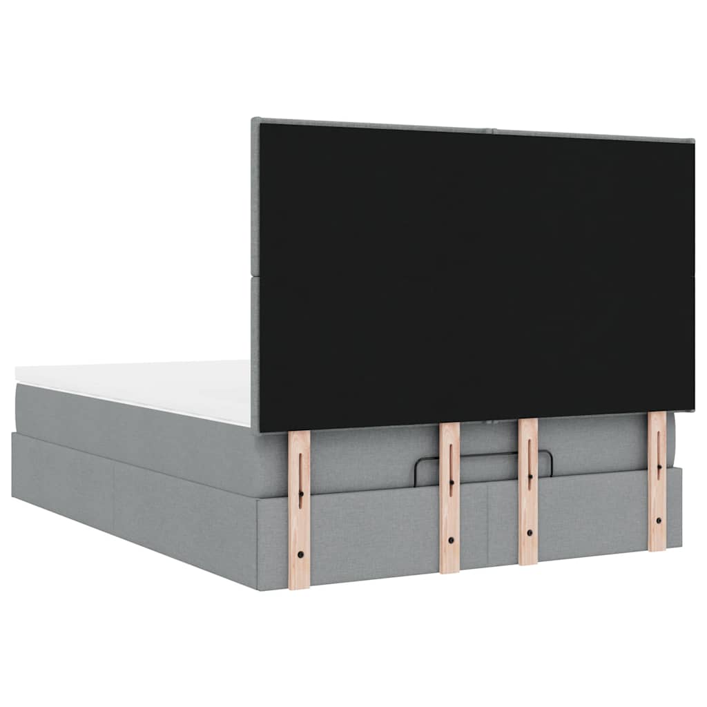 Cadru de pat otoman cu saltea țesătură gri deschis 140x190cm GartenMobel Dekor