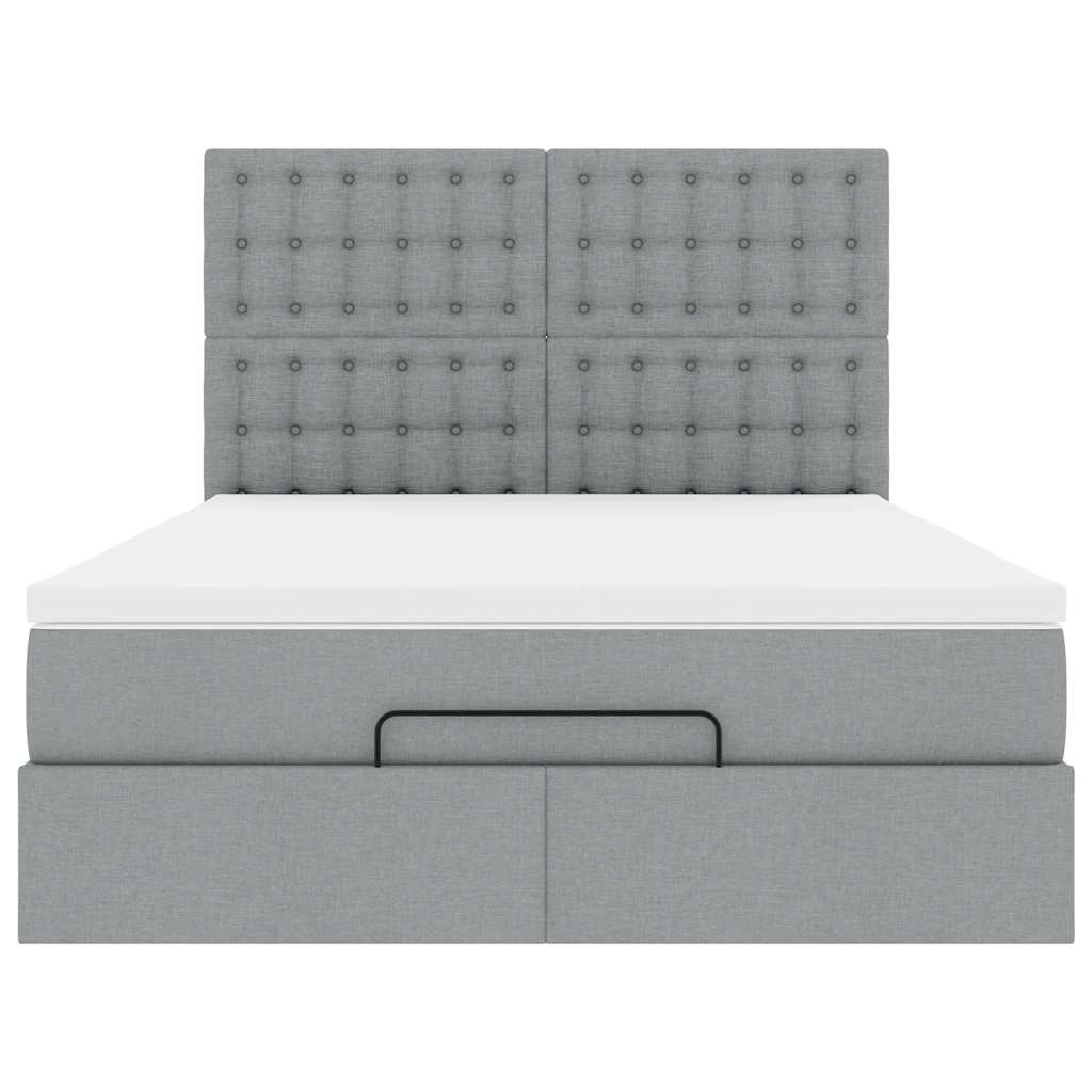 Cadru de pat otoman cu saltea țesătură gri deschis 140x190cm GartenMobel Dekor