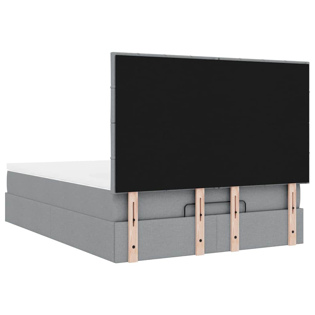 Cadru de pat otoman cu saltea țesătură gri deschis 140x190cm GartenMobel Dekor