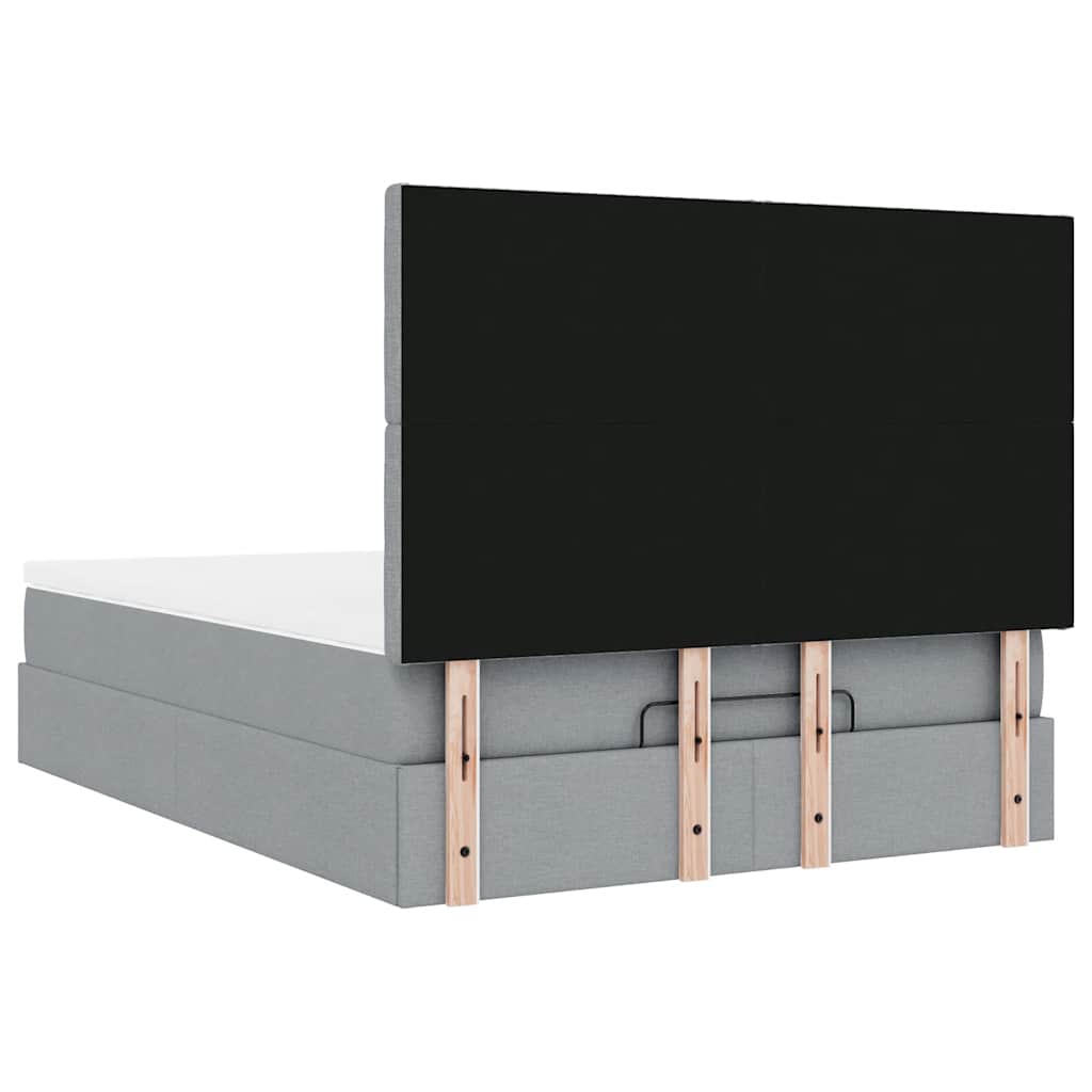 Cadru de pat otoman cu saltea țesătură gri deschis 140x190cm GartenMobel Dekor