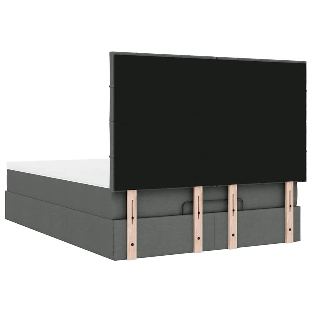 Cadru pat otoman cu saltea țesătură gri închis 140x190cm GartenMobel Dekor