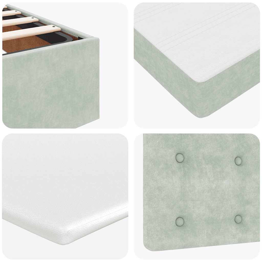 Cadru de pat otoman cu saltele Gri deschis 140x200cm catifea GartenMobel Dekor