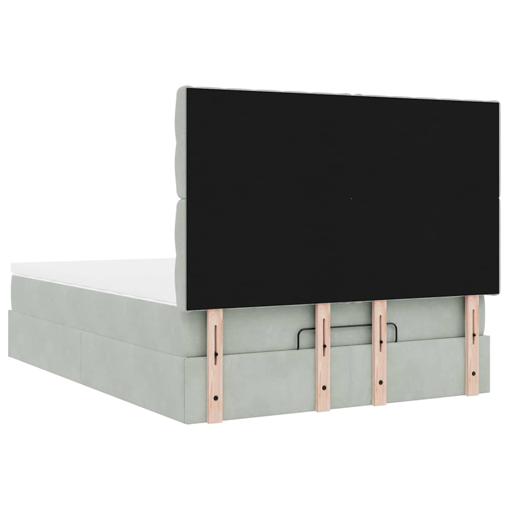 Cadru de pat otoman cu saltele Gri deschis 140x200cm catifea GartenMobel Dekor