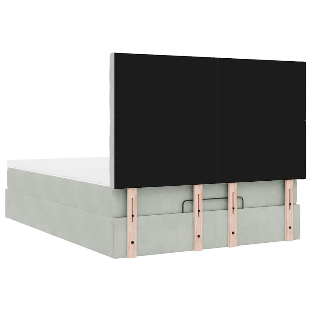 Cadru de pat otoman cu saltele Gri deschis 140x200cm catifea GartenMobel Dekor