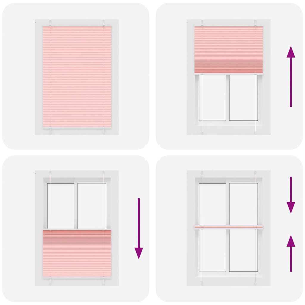 Jaluză plisată roz 100x150cm Lățime țesătură 99,4cm poliester GartenMobel Dekor