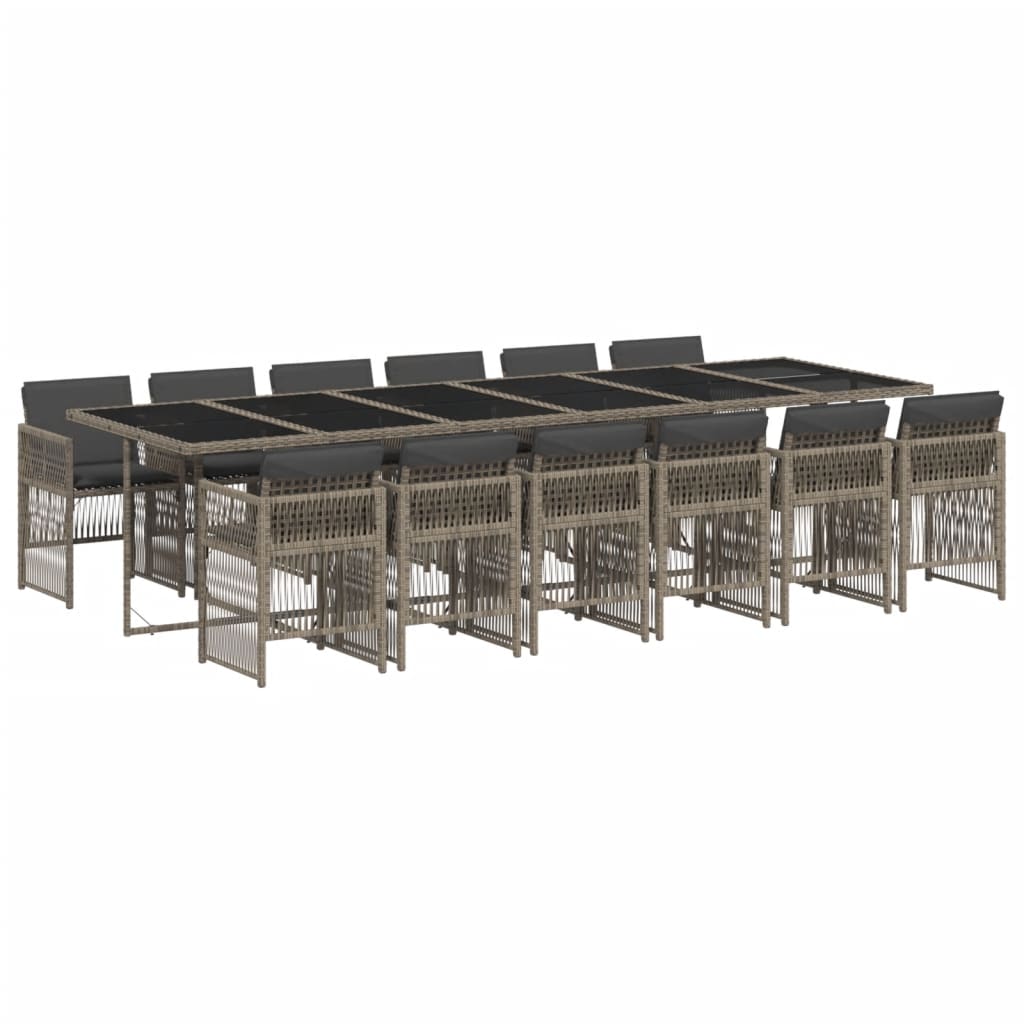 Set mobilier de grădină cu perne, 13 piese, gri, poliratan GartenMobel Dekor