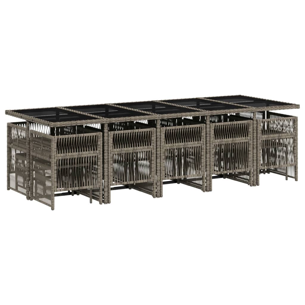 Set mobilier de grădină cu perne, 15 piese, gri, poliratan GartenMobel Dekor