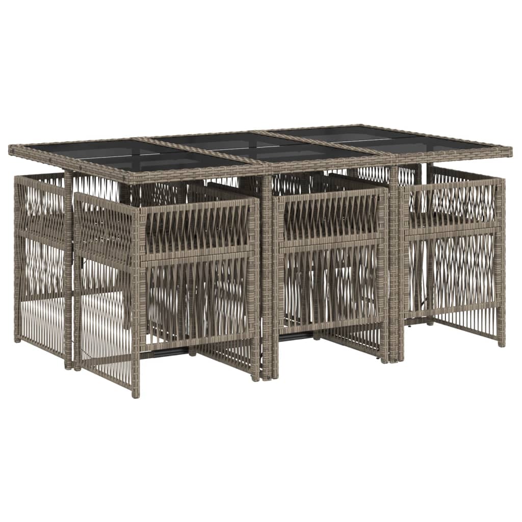 Set mobilier de grădină cu perne, 7 piese, gri, poliratan GartenMobel Dekor