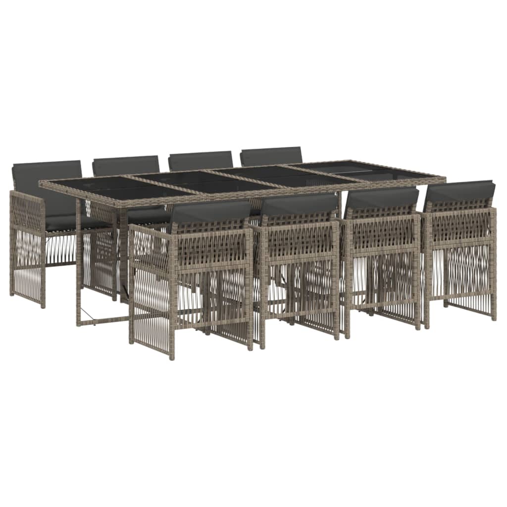 Set mobilier grădină cu perne, 9 piese, gri, poliratan GartenMobel Dekor