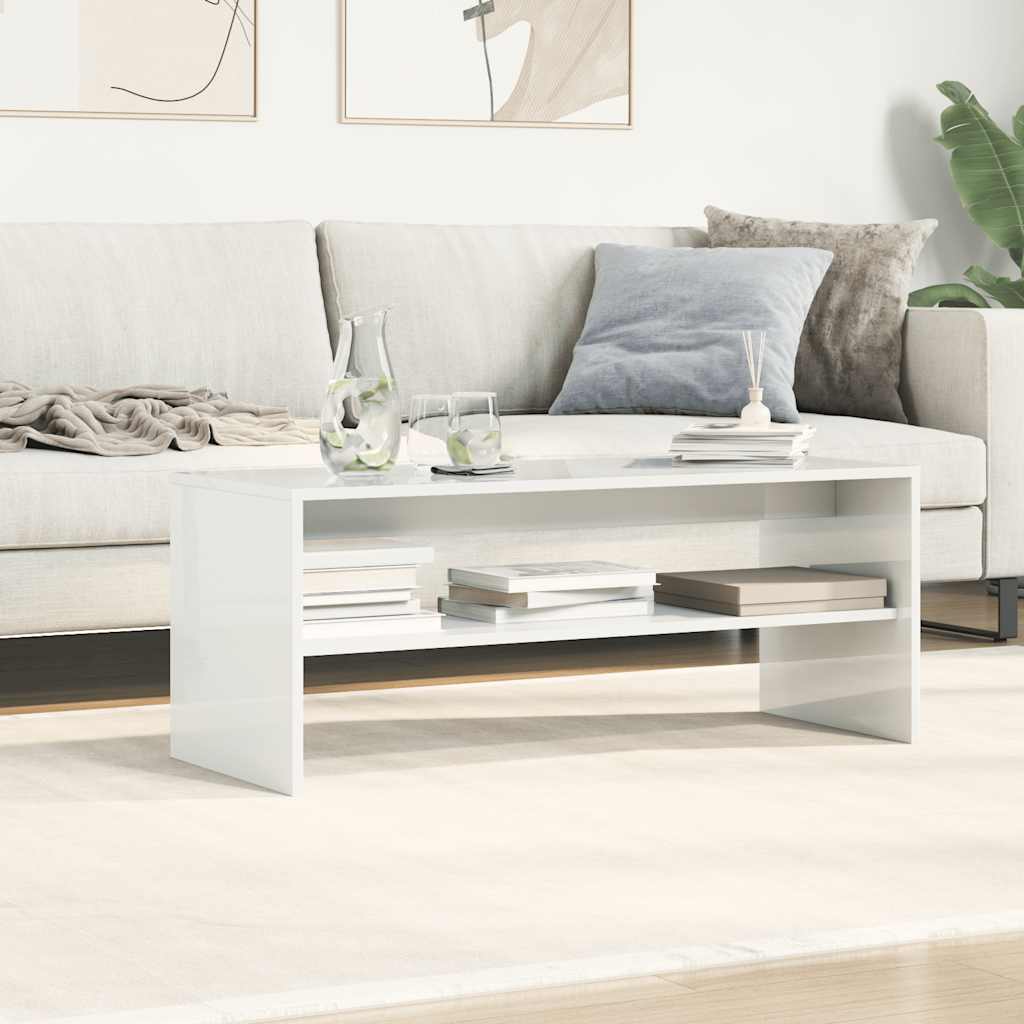 Comodă TV, alb lucios, 100 x 40 x 40 cm, PAL GartenMobel Dekor