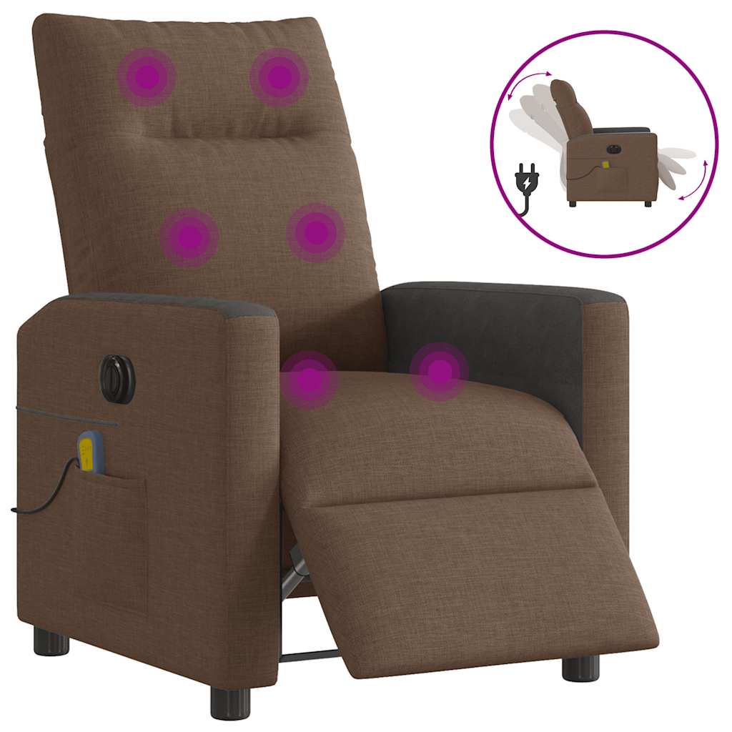 Fotoliu electric de masaj rabatabil, maro, textil GartenMobel Dekor