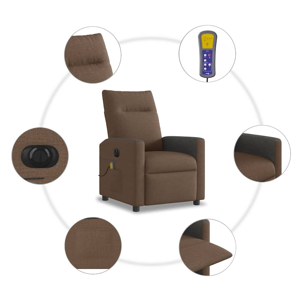 Fotoliu electric de masaj rabatabil, maro, textil GartenMobel Dekor