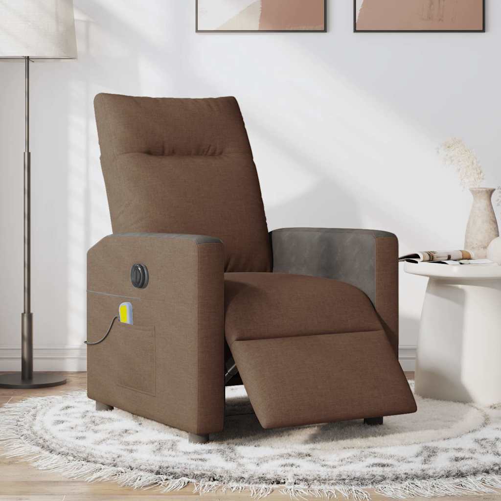 Fotoliu electric de masaj rabatabil, maro, textil GartenMobel Dekor