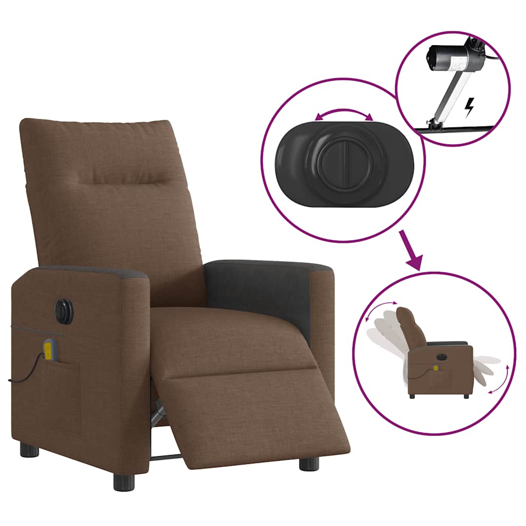 Fotoliu electric de masaj rabatabil, maro, textil GartenMobel Dekor
