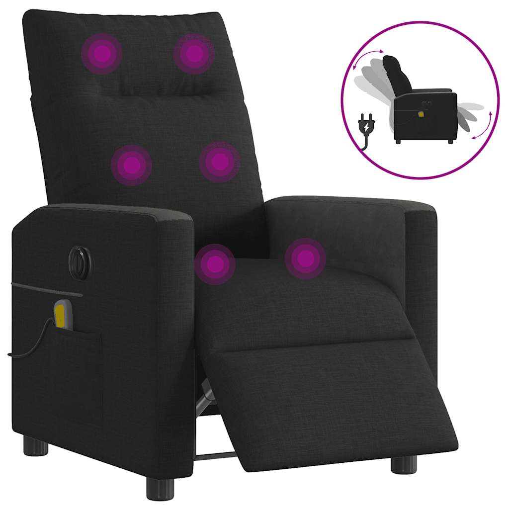 Fotoliu electric de masaj rabatabil, negru, textil GartenMobel Dekor