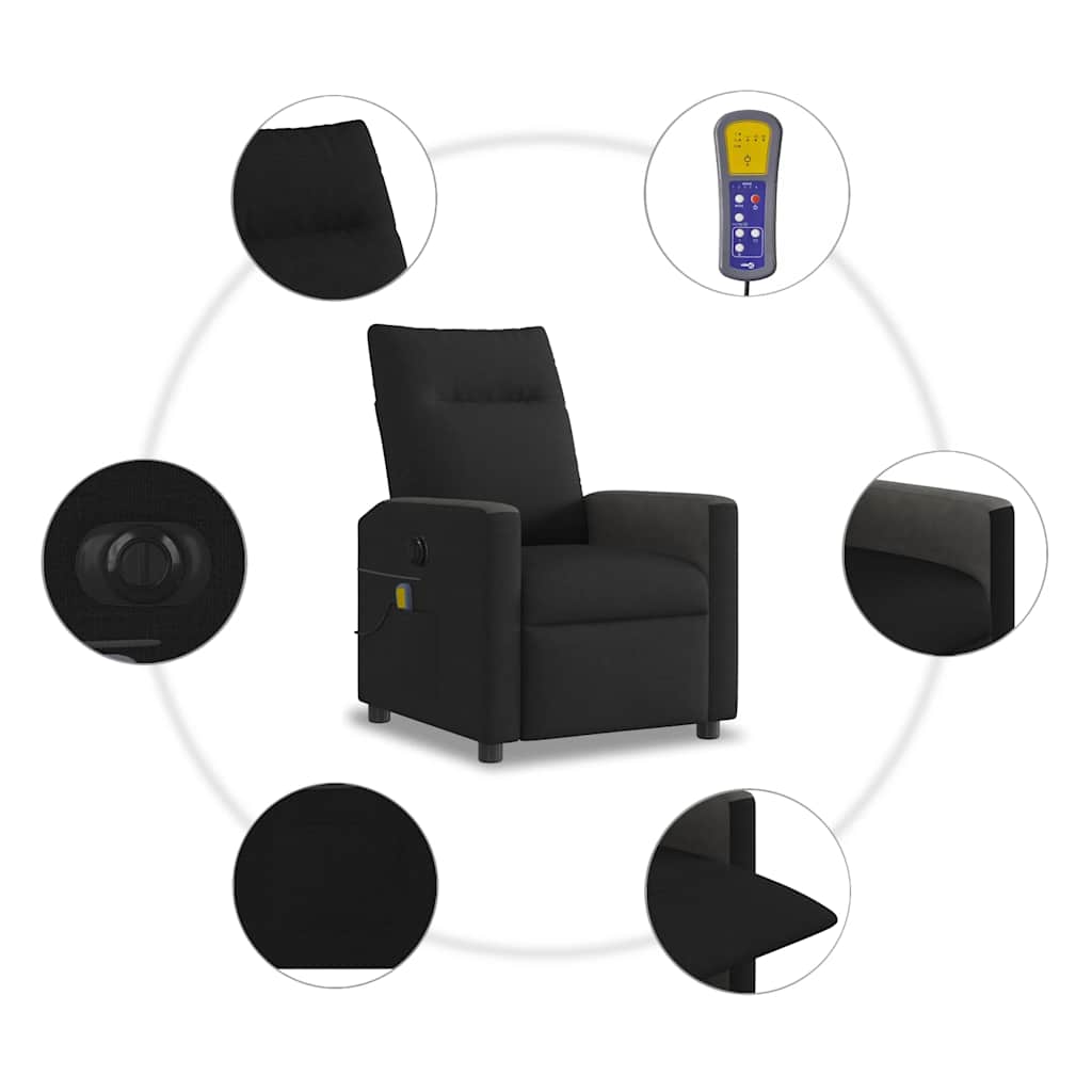 Fotoliu electric de masaj rabatabil, negru, textil GartenMobel Dekor