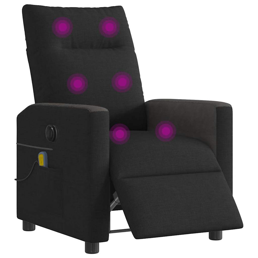 Fotoliu electric de masaj rabatabil, negru, textil GartenMobel Dekor