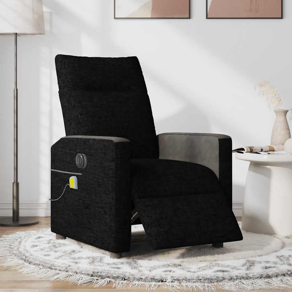 Fotoliu electric de masaj rabatabil, negru, textil GartenMobel Dekor