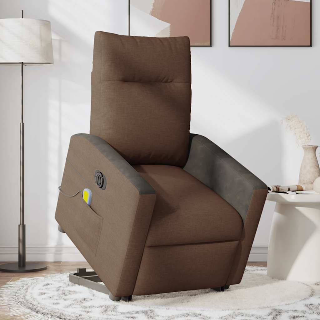 Fotoliu electric de masaj rabatabil cu ridicare, maro, textil GartenMobel Dekor