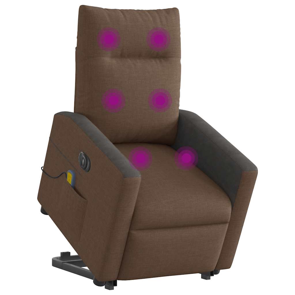 Fotoliu electric de masaj rabatabil cu ridicare, maro, textil GartenMobel Dekor