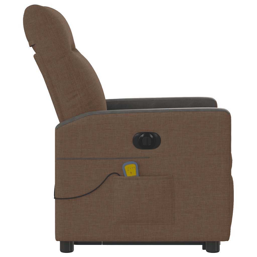 Fotoliu electric de masaj rabatabil cu ridicare, maro, textil GartenMobel Dekor