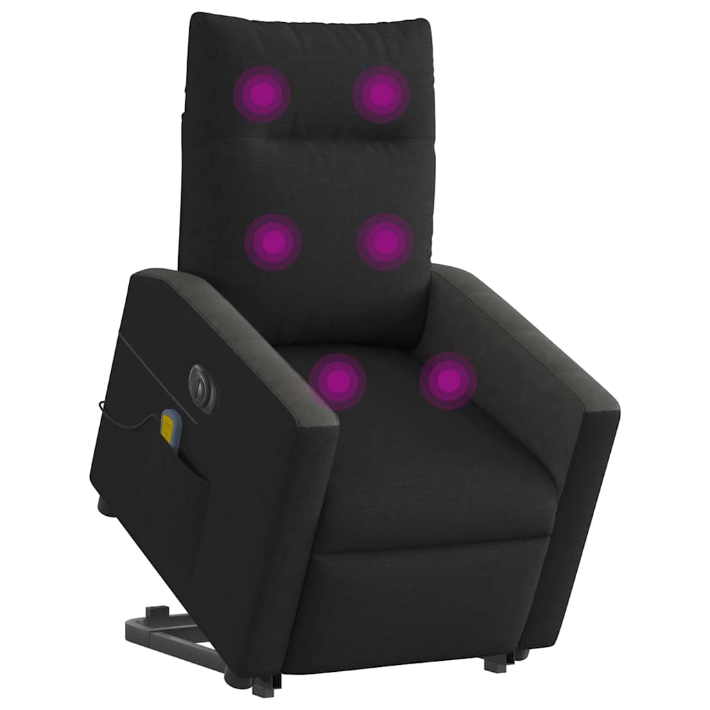 Fotoliu electric de masaj rabatabil cu ridicare, negru, textil GartenMobel Dekor