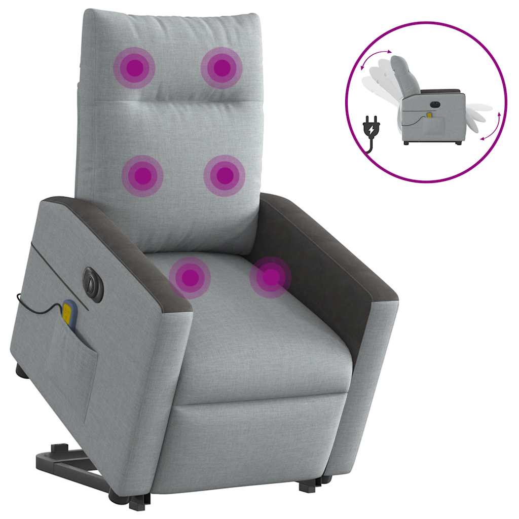 Fotoliu electric masaj rabatabil cu ridicare, gri închis textil GartenMobel Dekor