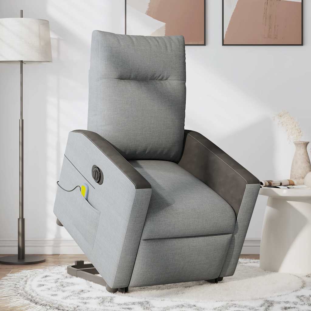 Fotoliu electric masaj rabatabil cu ridicare, gri închis textil GartenMobel Dekor