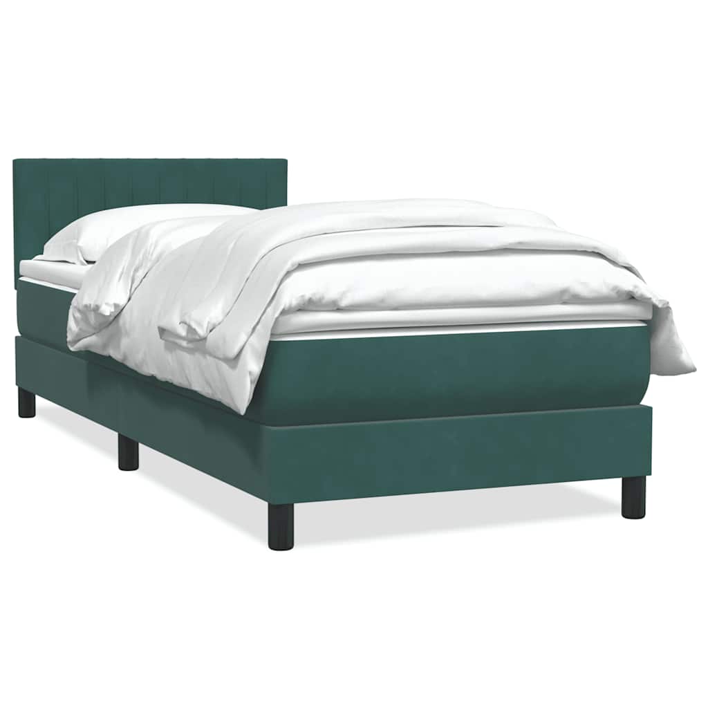 Pat box spring cu saltea, verde închis, 80x220 cm, catifea GartenMobel Dekor